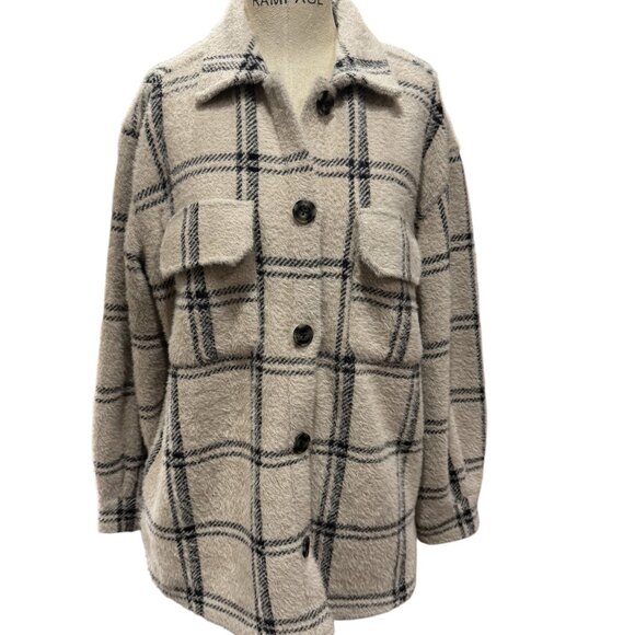NEW Z SUPPLY Plaid Tucker Jacket in Crystal Grey – Size Medium - Picture 1 of 4